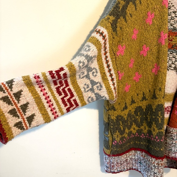 Free People Multicolor Hooded Knit Cardigan - Cream, Mustard, Blue, Red, Olive - Picture 8 of 14